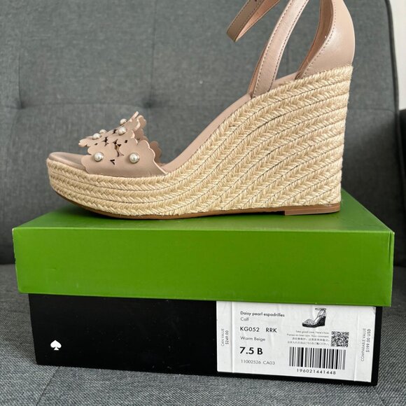 BNIB Kate Spade Daisy Pearl Wedge Espadrilles - Picture 4 of 10